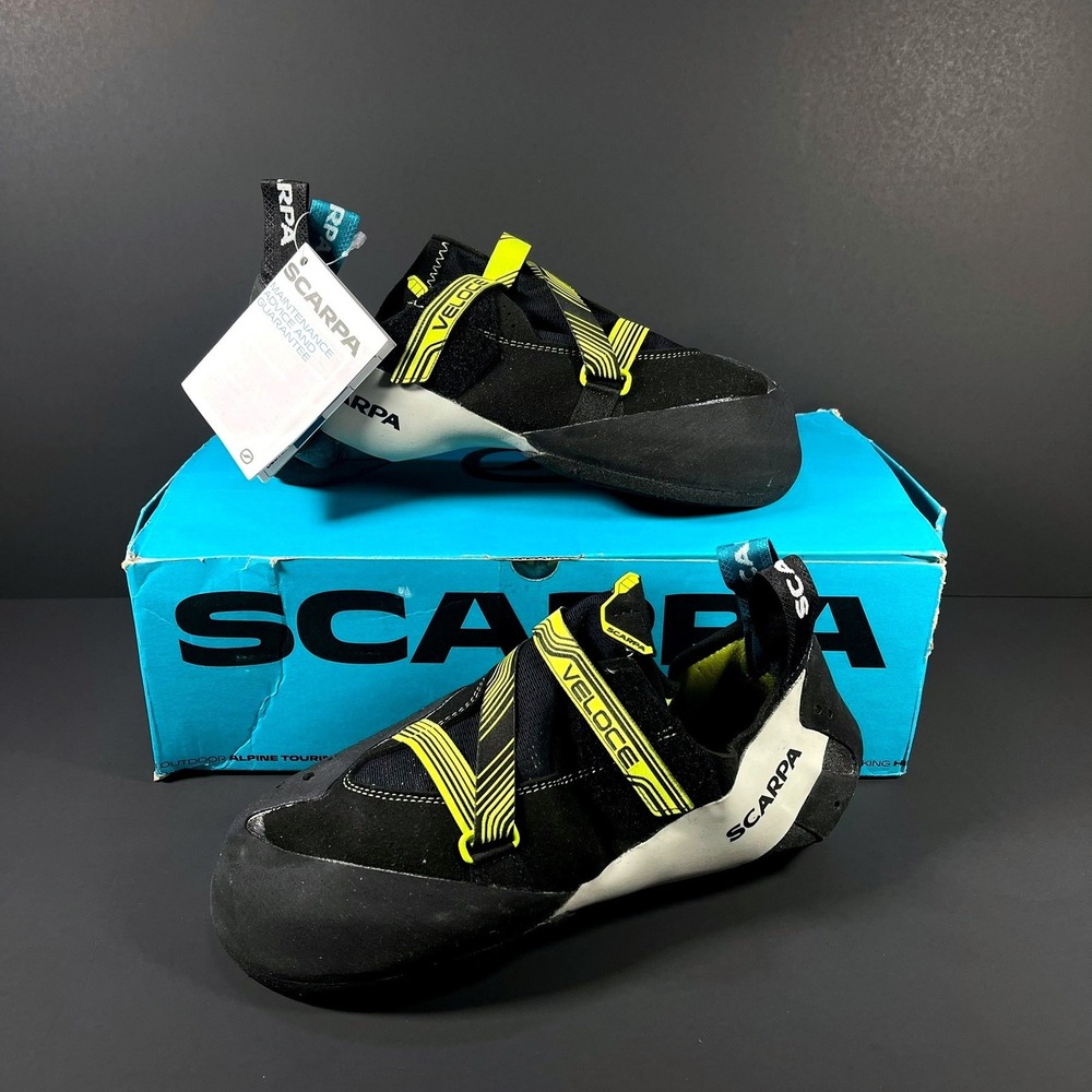 Scarpa Veloce Climbing Shoes Black Yellow Bouldering Gym Shoes Mens 11 NWT